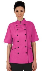 Women's Tailored Chef Coat with Piping - Fabric Covered Buttons - 100% Cotton; Style #  86315 found on Chefuniforms.com