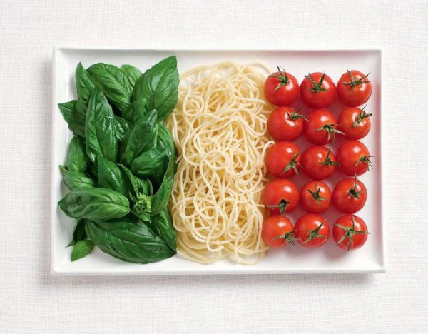 Italy's flag made out of food found on blog.chefuniforms.com